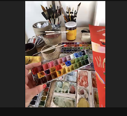 Artist Lindsay Stripling's paints and brushes